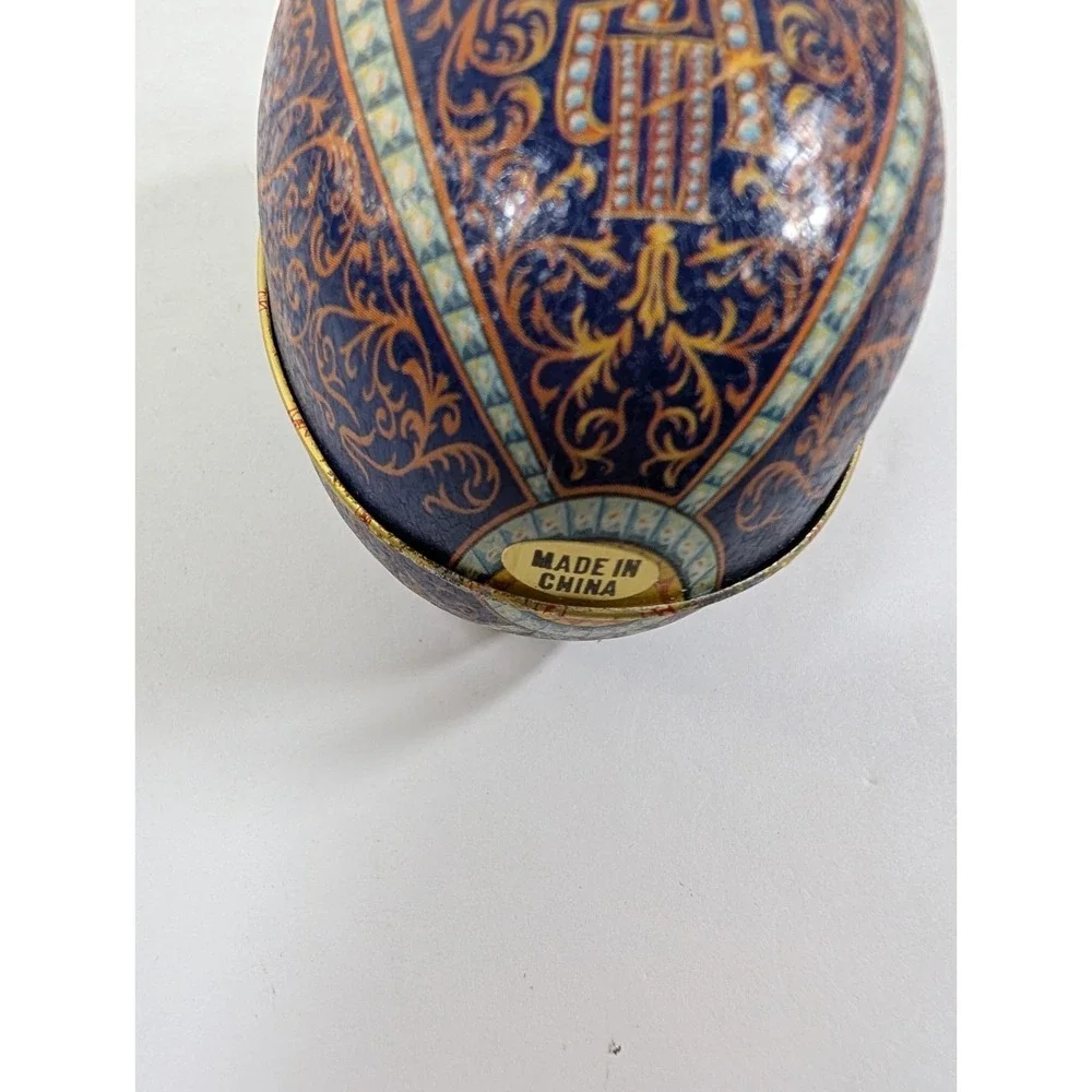 Vintage‎ Vincenzo Tin Litho Egg Faberge Design Imperial Cameo Container Gift Box